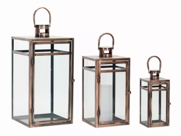 Lantern (Set of 3) 11.75"H, 16"H, 20.5"H Metal/Glass