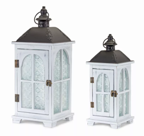 Lantern (Set of 2) 14.5"H, 19.25"H Wood/Metal