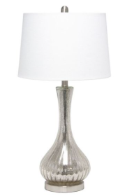 Lalia Home Speckled Mercury Tear Drop Table Lamp with White Fabric Shade