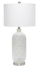 Lalia Home Argyle Classic White Table Lamp with Fabric Shade