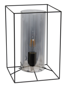 Lalia Home Black Framed Table Lamp with Smoked Cylinder Glass Shade