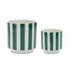 Green and White Striped Planter (Set of 2)