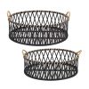 Round Tray (Set of 2) 17.5"D x 5.5"H, 19.5"D x 6.5"H Bamboo/Rattan