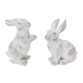 White Washed Rabbit Figurine (Set of 2)