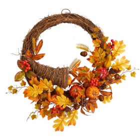 26” Autumn Artificial Cornucopia Fall Wreath