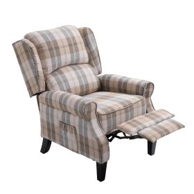 Vintage Armchair Sofa Comfortable Upholstered leisure chair / Recliner Chair for Living Room(Beige Check)