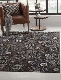 Lundy Chocolate/Black/Beige Area Rug 5x8