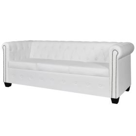 Chesterfield 3-Seater Artificial Leather White