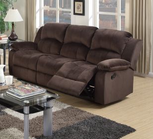 Comfortable Motion Sofa 1pc Couch Living Room Furniture Chocolate Padded Suede Plush Cushion Metal Reclining