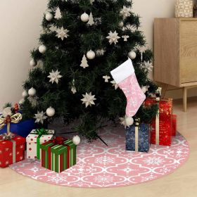 Luxury Christmas Tree Skirt with Sock Pink 4 ft Fabric