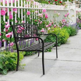 50" Outdoor Welcome Backrest Cast Iron Bench XH