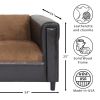 Brown Chenille and Faux Leather Loveseat Sofa for Living Room