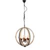 Calder Wooden Orb Shape Chandelier With Metal Chain And Six Bulb Holders, White