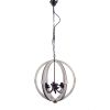 Calder Wooden Orb Shape Chandelier With Metal Chain And Six Bulb Holders, White