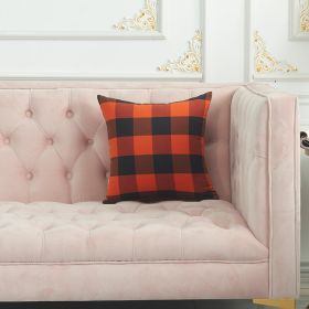 2PCS Cotton orange and black checkered pillow case, multi-size fall interior decoration, suitable for sofa, bed, autumn, Halloween (Color: as Pic, size: 45x45cm)